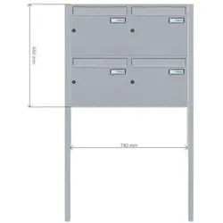 A-014er Freistehende Edelstahl V2A Briefkastenanlage zum Einbetonieren