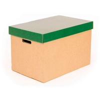 Kartox | Aufbewahrungsboxen mit Deckel grün matt | Umzugskartons und Aufbewahrungsboxen aus Karton mit Griffen | Kisten aus sehr stabilem Karton | 53,2 x 33,1 x 32,5 (LxBxH) in cm | 2 Stück