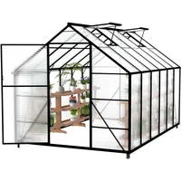 FIVMEN Gewächshaus Aluminium Gartengewächshäuser mit 6 cm Fundament und 4 mm PC Platte Treibhaus Tomatenhaus Gartenhaus UV beständig Wetterfest für den Garten, 380x250x205 cm