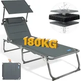 HOMECALL Sonnenliege 200 x 65 x 30 cm Grau