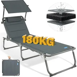 HOMECALL Sonnenliege 200 x 65 x 30 cm Grau