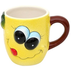 Dekohelden24 Tasse Keramik Kaffeebecher – Tasse als Zitrone Größe H/Ø: 9 x 12 cm, Dolomite