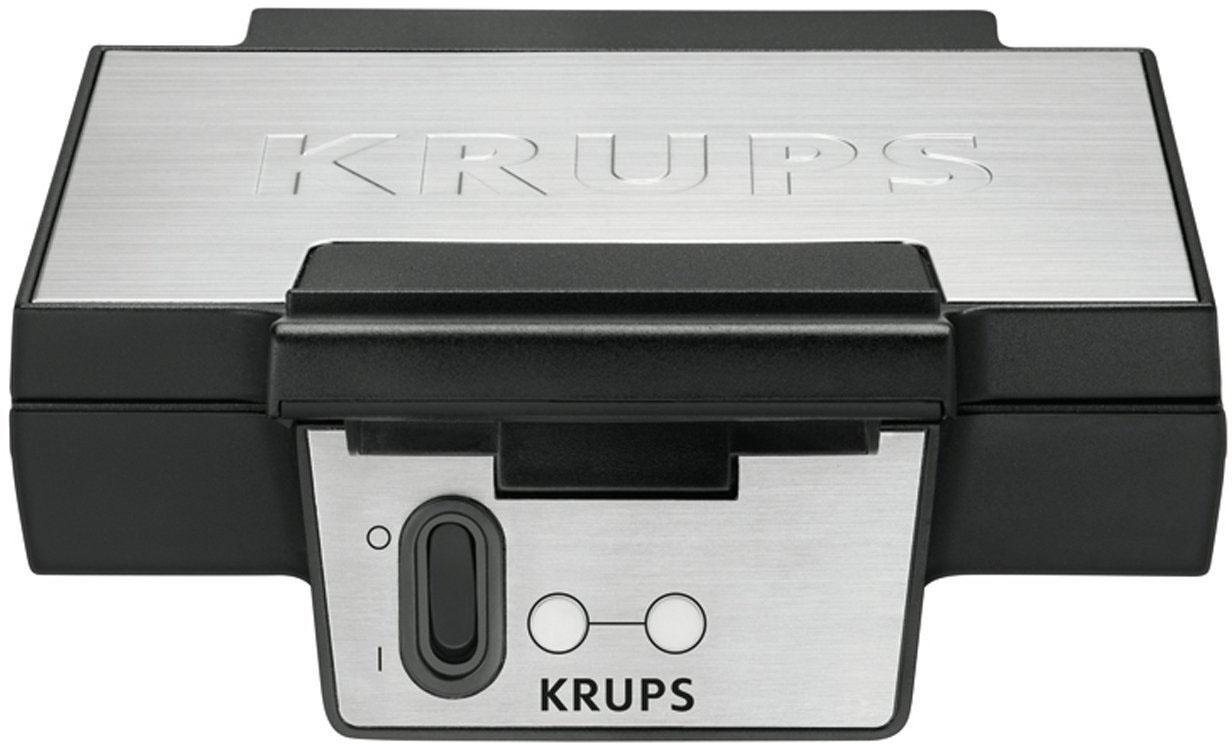 Krups Waffeleisen FDK251, 850 W, 2 Belgische Waffeln gleichzeitig, antihaftbeschichtete Platten schwarz|silberfarben