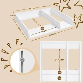 comfortcove Wickelaufsatz Wickeltisch Kommode Weiß Matratze 50 cm mit Ablage 80x70 Universal für MALM HEMNES Baby Wickelkommode - Weiß