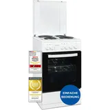 Exquisit Standherd, Standherd 50 cm Breite, Massekochfeld, einfach zu bedienen, 48 l Garraum, Elektro-Standherd 50 cm, EH9-3-090 weiss | Energieeffizienzklasse A Elektro Versiegelte Platte Weiß