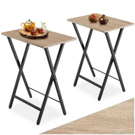 Tectake tectake® 2er Set, Beistelltische Phoenix klappbar, Industrial Holz hell, Eiche Sonoma