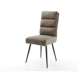 DELIFE Polsterstuhl Pela-Flex, 4-Fuß konisch Schwarz Mikrofaser Taupe Vintage Taschenfederkern grau