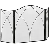 Homcom Kaminschutzgitter, Klappbares Kamingitter mit 3 Paneelen, Ofenschutzgitter, Funkenschutzgitter für Wohnzimmer, Metall, 126 x 76 cm, Schwarz