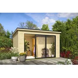 Saunahaus Gartensauna LUNA 2 386x386 cm 28mm Wände inkl. Karibu Sauna SODIN