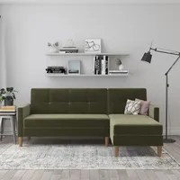 Dorel Home Ecksofa »Lilly, L-Form,«, mit Bett-Funktion, Recamiere beidseitig montierbar, Sitzhöhe 43 cm grün