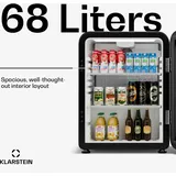 Klarstein Audrey Evo Getränkekühlschrank | Retro-Design | Glastür | 68 L | EEK °C, Schwarz