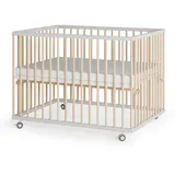 Sämann Laufgitter, mit 3 Stück Schlupfsprossen – weiß/natur mit Matratze | Gr.: 75x100 cm,