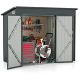 Geräteschuppen Gerätehaus Gartenhaus Metall mit 2 Türen Pultdach