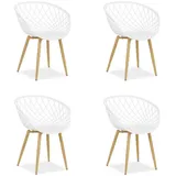 Homestyle4u Gartenstuhl Kunststoff weiß 4er Set