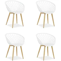 Homestyle4u Gartenstuhl Kunststoff weiß 4er Set