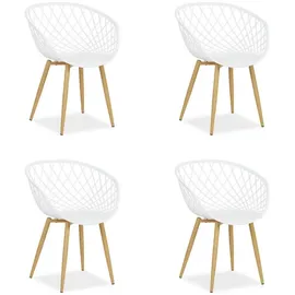 Homestyle4u Gartenstuhl Kunststoff weiß 4er Set