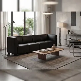 Mendler Modular 4-Sitzer Sofa Couch Lyon, Kunstleder ~ schwarz, hohe Armlehnen