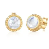 Nenalina Ohrringe 925 Silber Boho, Geburtsstein, Juni, Kreis in Gold | Gr.: onesize