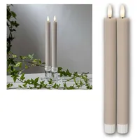 Star Trading Flamme Stripe LED Stabkerzen 25 cm beige