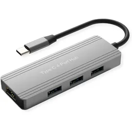 Value USB 3.2 Gen 1 Hub, 4fach, USB-C Anschlusskabel