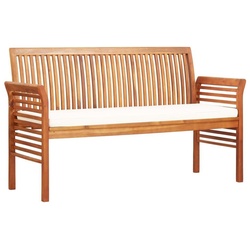 vidaXL Gartenbank 3-Sitzer Gartenbank mit Kissen 150 cm Massivholz Akazie (1-St) weiß 150 cm x 60 cm