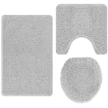 vidaXL Badematte 3 Pcs Grau 50 X 50 Cm Polypropylen Vidaxl