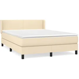vidaXL Boxspringbett mit Matratze Creme 140x200 cm Stoff