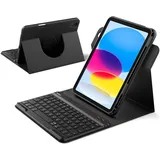 Inateck Hülle mit Tastatur für iPad 11 (A16 2025), iPad 10 (2022) Schwarz