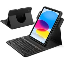 Inateck Hülle mit Tastatur für iPad 11 (A16 2025), iPad 10 (2022) Schwarz