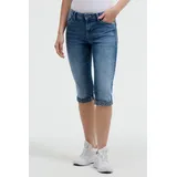Soccx SOCCX, Damen, Gr. 32, Kurz, blau, Denim/Jeans, Material: 68% Baumwolle, 30% Polyester, 2% Elasthan, Zusatz: Enthält nichttextile Teile tierischen Ursprungs (Badge), regular fit, Jeans, mit Turn-Up Saum