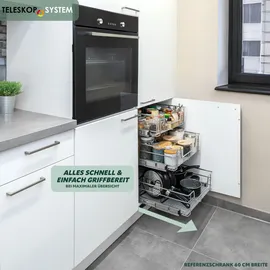 bremermann Teleskopschublade, chrom Metall, 47x14x44 cm Küchenzubehör