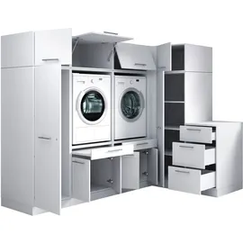 laundreezy Mehrzweckschrank-Set 253 x 200 x 68 cm Weiß