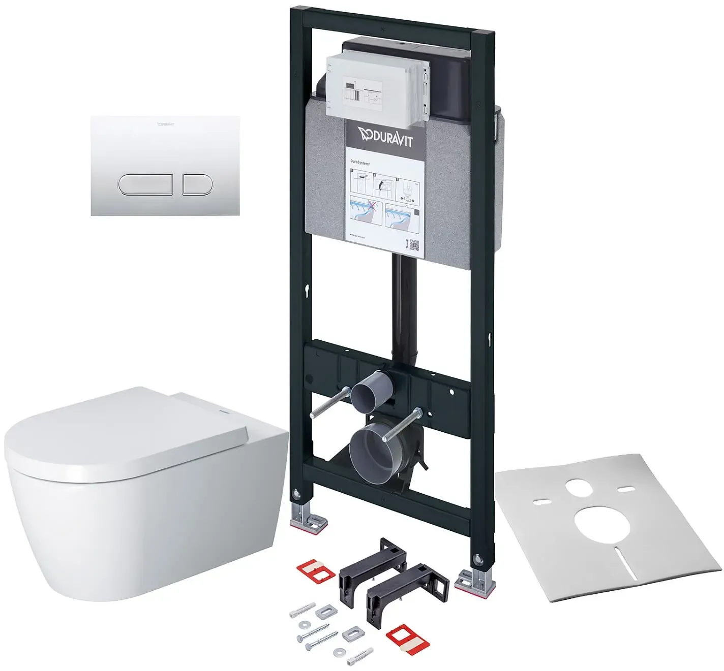 Duravit ME by Starck Wand-WC Rimless mit Wondergliss Komplettset