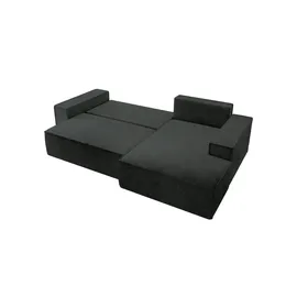 Selsey Farese - Ecksofa mit Schlaffunktion, Cordbezug, schwarz ¦ Maße (cm): B: 267 H: 85