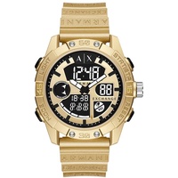 Armani Exchange Herrenuhr , AnaDigi Uhrwerk, 46MM Gold ABS Gehäuse mit Polyurethan Armband, AX2966