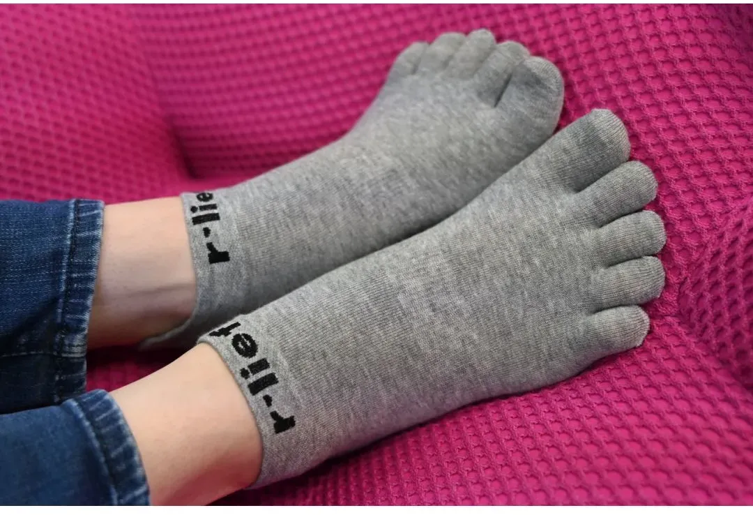 R-L-F Unisex No Show Zehensocken grau