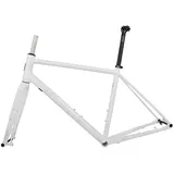 HZXQCVB 700C Gravel Rennrad-Rahmenset 44/47/50/53cm Scheibenbremse Steckachse 100/142mm Rahmen Fahrradrahmen Aus Aluminiumlegierung Mit Gabel BSA BB68mm(White,530mm)