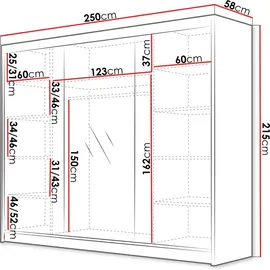 Mirjan24 Schiebetürenschrank Amber VI 250 x 215 x 58 cm Beige