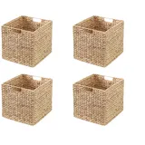 4er-Set Kallax Expedit Regal Korb / 34 x 32 x 32 cm/Aus Wasserhyazinthe Natur/Faltkorb Flechtkorb Regalbox Storage Box Aufbewahrungskorb Schrankkorb klappbar faltbar und sehr stabil Sparpreis