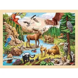 Goki 57409 - Einlegepuzzle Nordamerikanische Wildnis