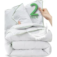 Welldora Komfort Bettdecke 155x220 zweiteilig - 100% weiche Federn & Daunen - Allergiker Decke - 2 Decken Vierjahreszeiten Daunendecke Sommer & Winter