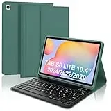 WAVATA Tastatur für Samsung Galaxy Tab S6 Lite 10.4" 2024/2022/2020, Hülle Tastatur für Samsung Tab S6 Lite Keyboard Cover Magnetische Abnehmbare Bluetooth QWERTZ Layout, Dunkelgrün