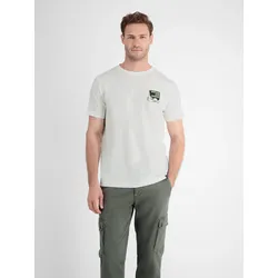 Herren T-Shirt mit kleinem Mottoprint - Broken White - XL