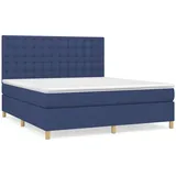 vidaXL Boxspringbett mit Matratze Blau 160x200 cm Stoff1398044