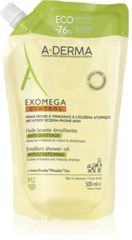 A-Derma Exomega Control Emollient Shower Oil Geschmeidig machendes Duschöl Ersatzfüllung 500 ml