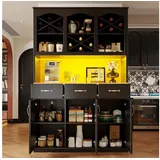 OKWISH Hochschrank Küchenschrank,Vitrinenschrank,Buffetschrank (Küchenschrank – Hohes Küchenbuffet Schwarz, 1-St., 120*40*180cm(L x B x H) schwarz 40 cm x 180 cm x 120 cm