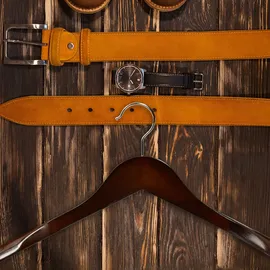 Relaxdays Anzug Kleiderbügel, 10er Set, breite Schulter, 360° drehbarer Haken, Kostüm, Jacken, Holzbügel, Dunkelbraun