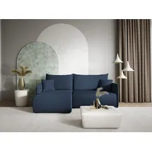 Fun Möbel Ecksofa Sofa mit Schlaffunktion CALGARY Stoff Curio Dunkelblau Ottomane Links