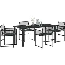 vidaXL Garten Essgruppe 5 pcs Schwarz Poly Rattan - Schwarz