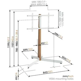 Vogel's TVS 3695 TV-Standfuß 84,2 x 110 x 55,4 cm Weiß Holz/Stahl